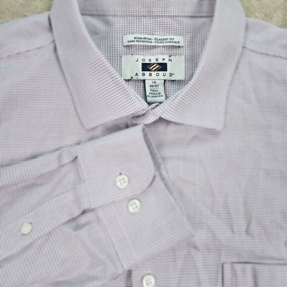 Joseph Abboud Dress Shirt Multicolor Plaid Long Sleeve Mens Size 18 36/37 Tall